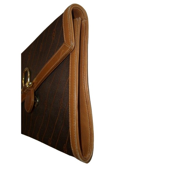 GUCCI early brown logo print XL asymmetrical envelope top clutch - Picture 10 of 13